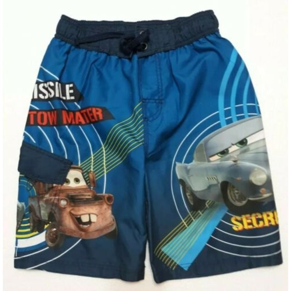 Disney Pixar CARS SwimTrunks Finn McMissile Boys Sz 8 MATER Board Shorts